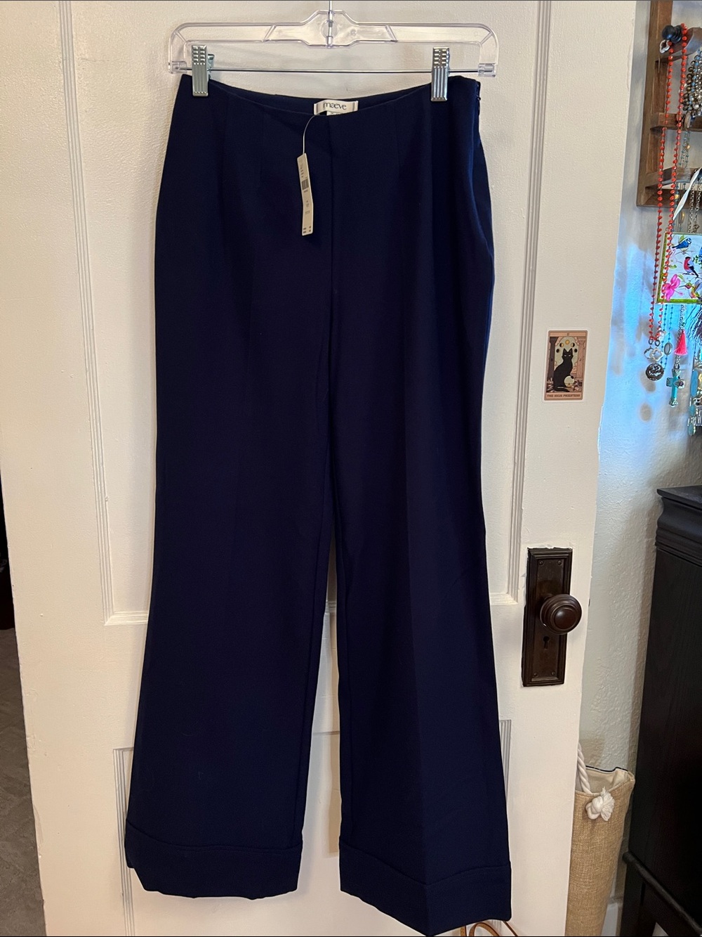 Super Soft Maeve Navy Wide-Leg Trousers with Cuffed Hem Fall Style 🍂🍁